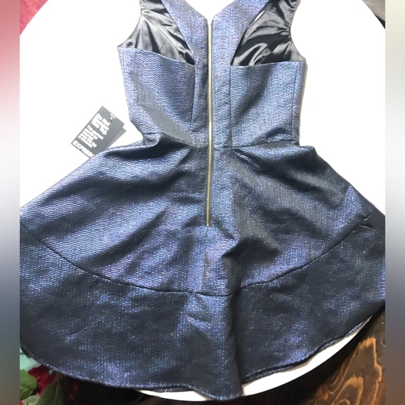 NWT Express Blue V-Neck Glitter Racerback Fit and Flare Cocktail Dress size 4 - Picture 5 of 5